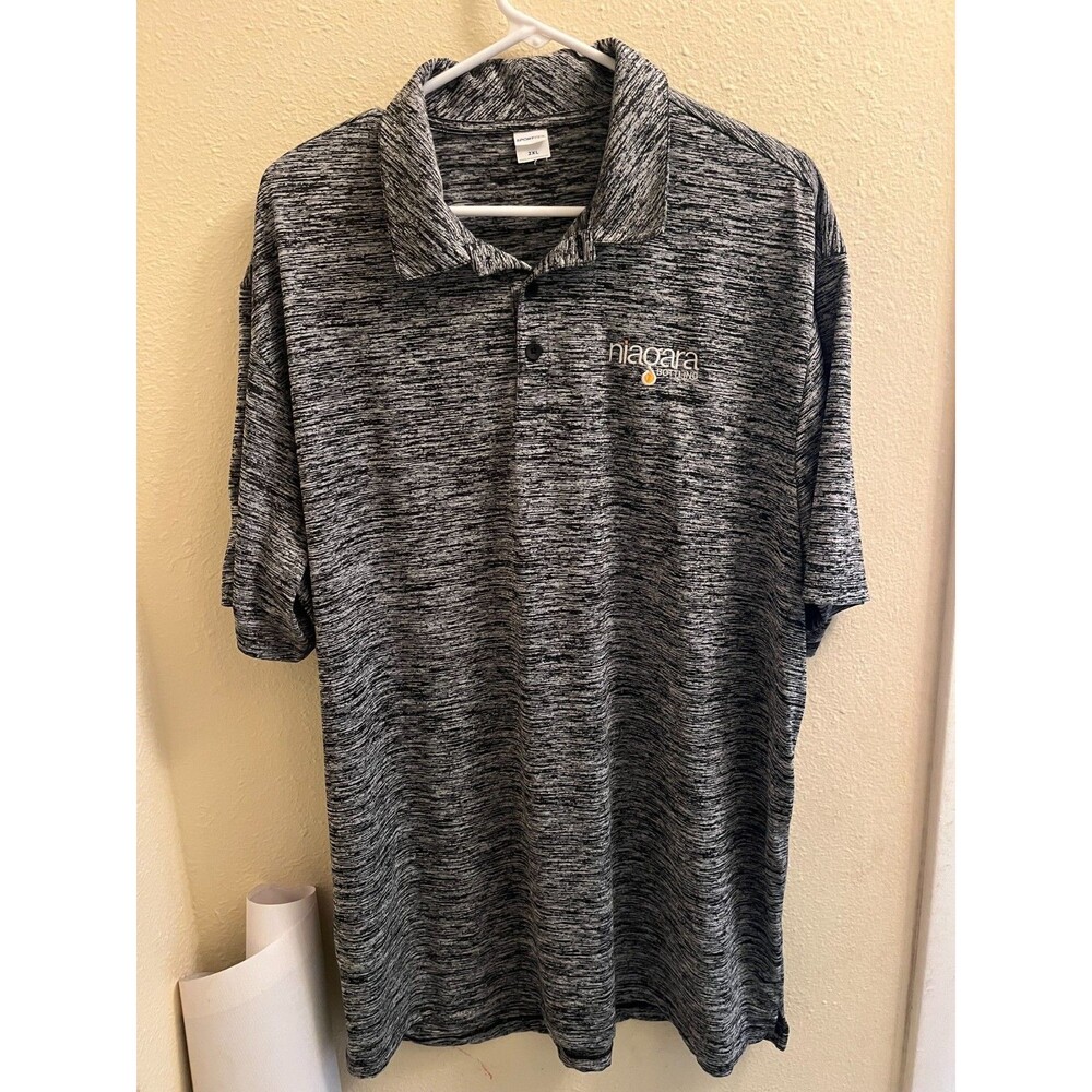 2XL Niagara Bottling Work Collared Polo Shirt Gray Uniform Dress Top Polyester
